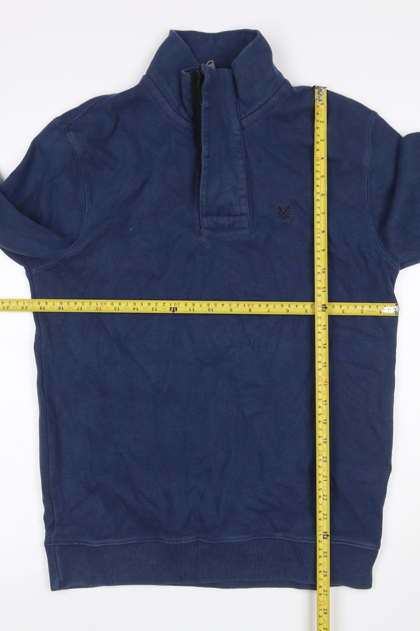 Crew Clothing Co. Men’s Blue S Quarter Zip Cotton Fleece Sweatshirt