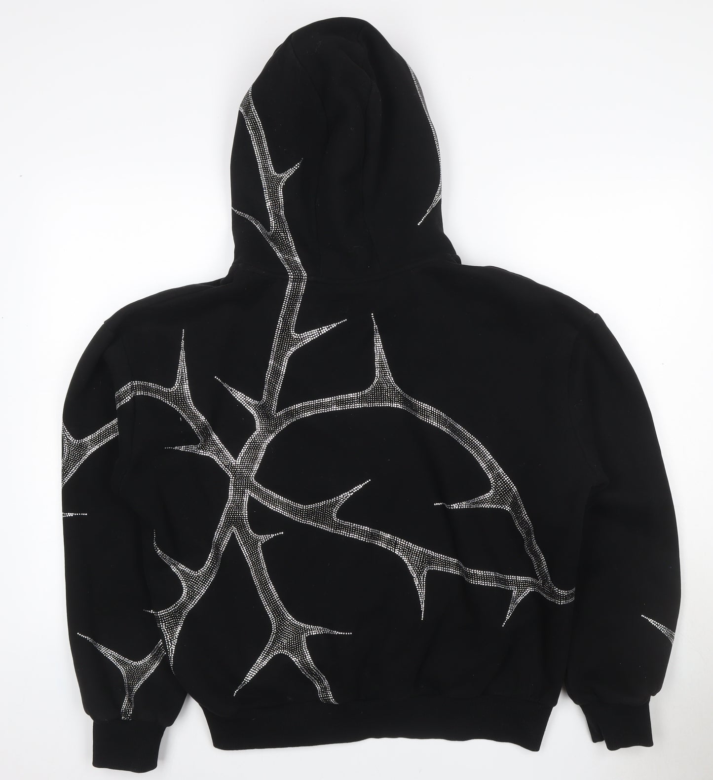 Named Collective Women Black M Full Zip Rhinestone Gothic Hoodie