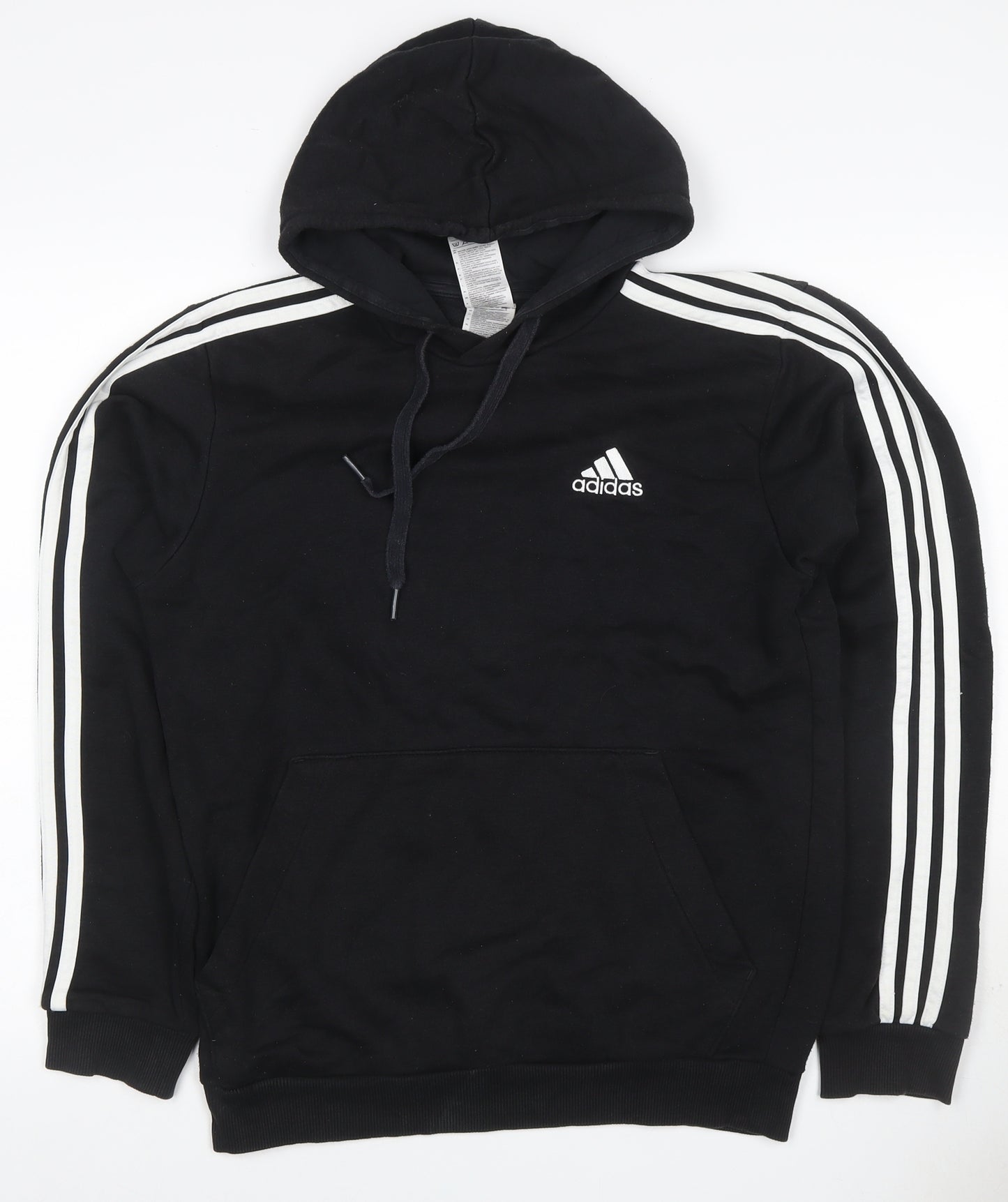 Adidas Men’s Black S 3-Stripes Logo Pullover Hoodie Sports Fleece