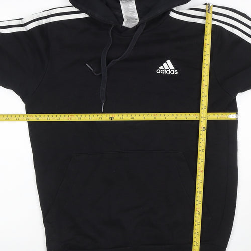 Adidas Men’s Black S 3-Stripes Logo Pullover Hoodie Sports Fleece