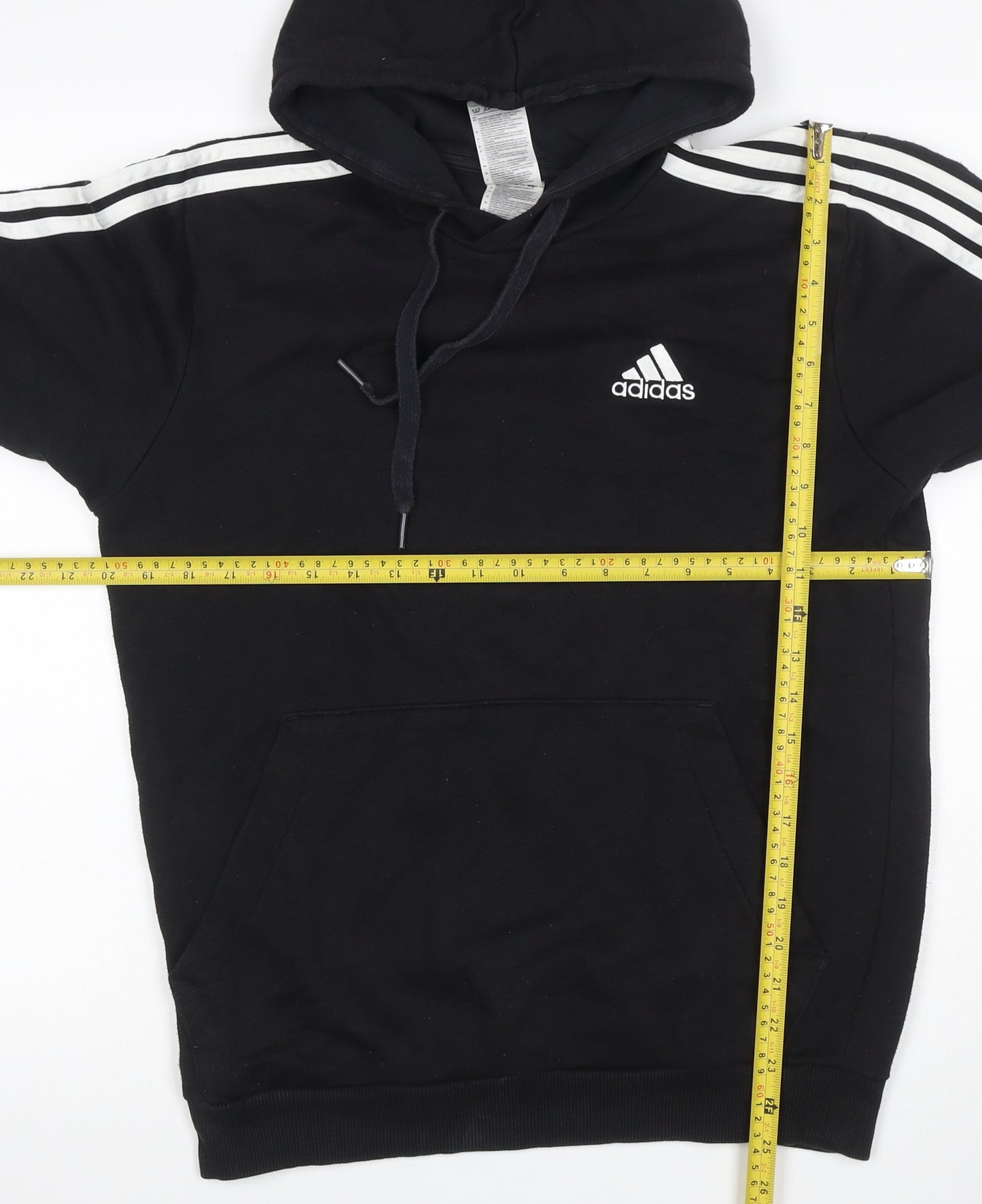 Adidas Men’s Black S 3-Stripes Logo Pullover Hoodie Sports Fleece
