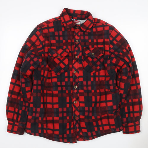 Lee Cooper Men's Red Check Padded Fleece Jacket Size M Button Front