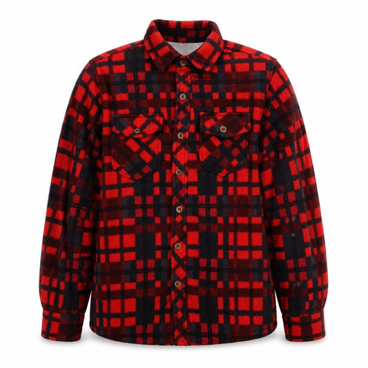 Lee Cooper Men's Red Check Padded Fleece Jacket Size M Button Front