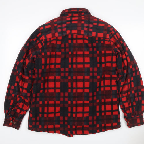 Lee Cooper Men's Red Check Padded Fleece Jacket Size M Button Front
