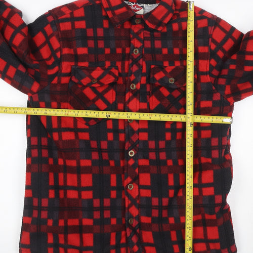 Lee Cooper Men's Red Check Padded Fleece Jacket Size M Button Front