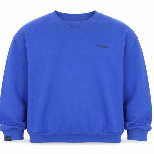 Pull&Bear Women’s Blue M Crew Neck Logo Fleece Pullover Sweatshirt