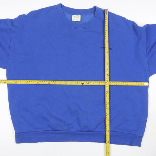 Pull&Bear Women’s Blue M Crew Neck Logo Fleece Pullover Sweatshirt