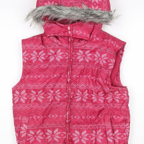 miss e-vie Girls Pink 14-15 Years Fair Isle Hooded Padded Gilet