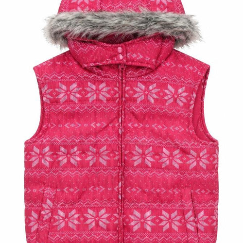 miss e-vie Girls Pink 14-15 Years Fair Isle Hooded Padded Gilet