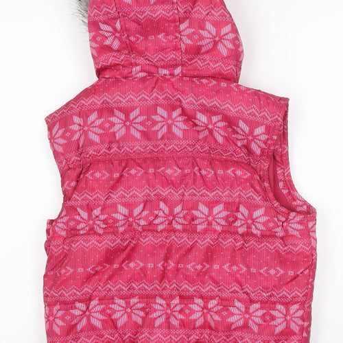 miss e-vie Girls Pink 14-15 Years Fair Isle Hooded Padded Gilet
