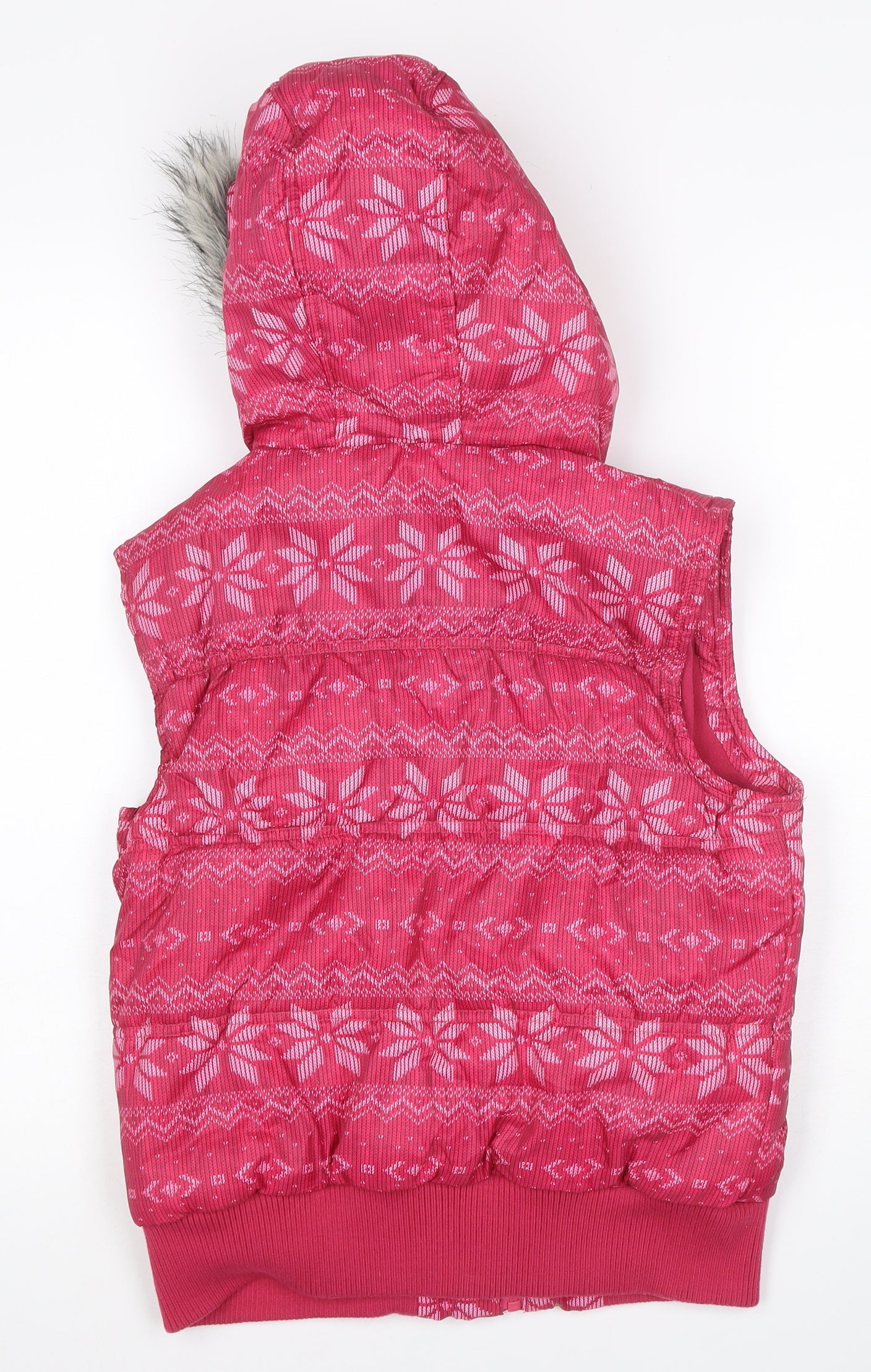 miss e-vie Girls Pink 14-15 Years Fair Isle Hooded Padded Gilet