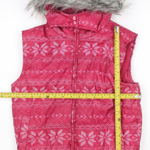 miss e-vie Girls Pink 14-15 Years Fair Isle Hooded Padded Gilet
