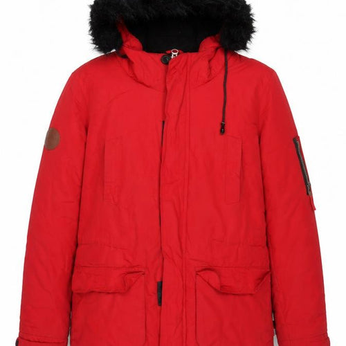 Bellfield Women's Red M Faux Fur Hooded Padded Parka Jacket