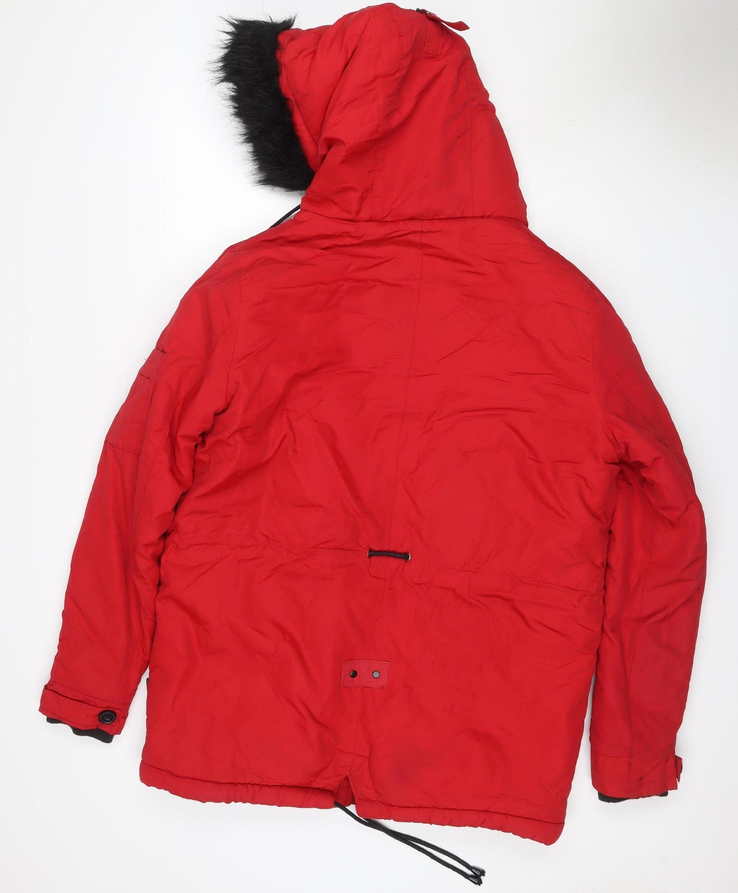 Bellfield Women's Red M Faux Fur Hooded Padded Parka Jacket