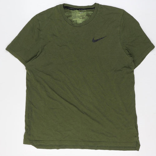 Nike Men’s Green L Nike Pro Logo Graphic Athletic T-Shirt Crew Neck