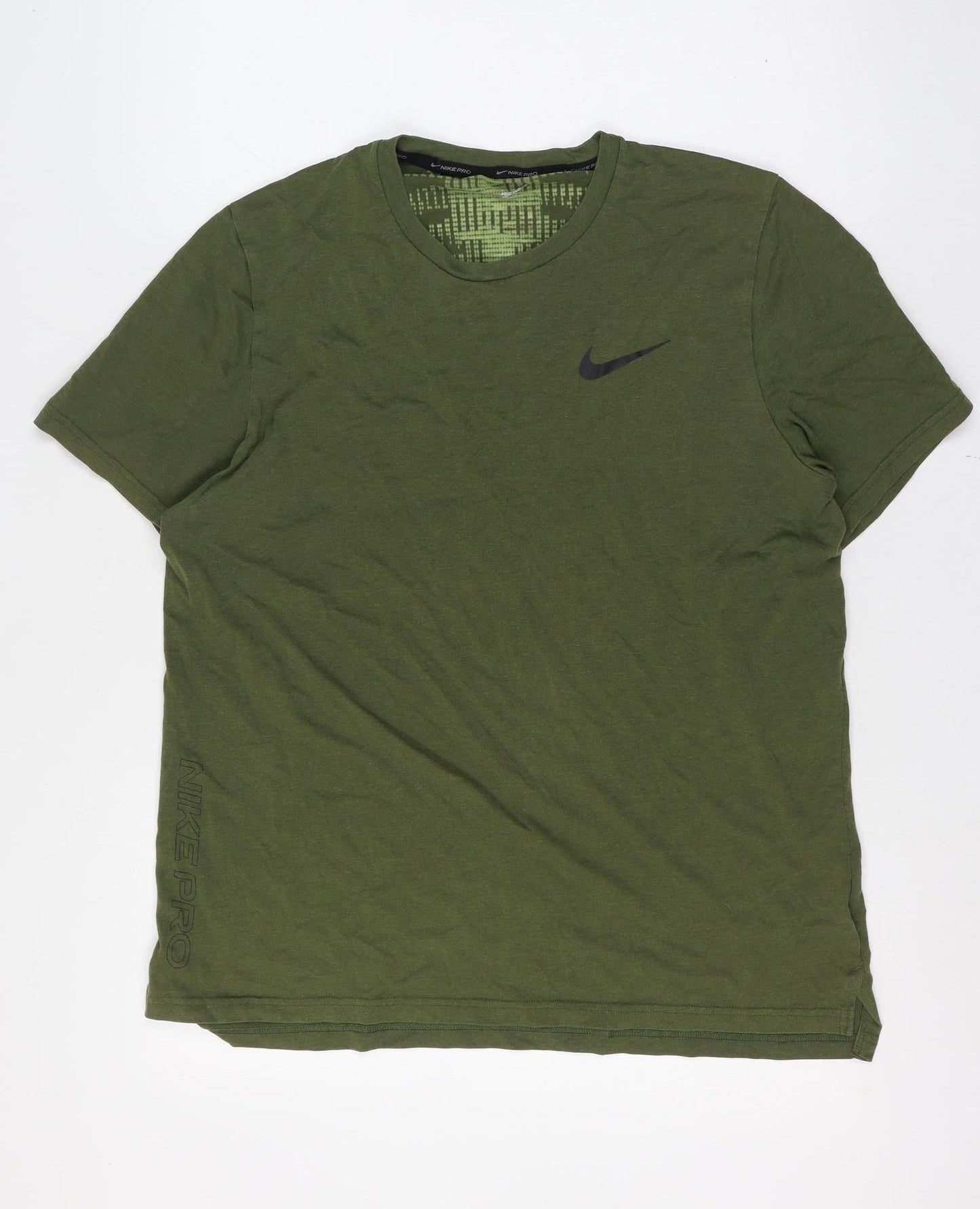 Nike Men’s Green L Nike Pro Logo Graphic Athletic T-Shirt Crew Neck