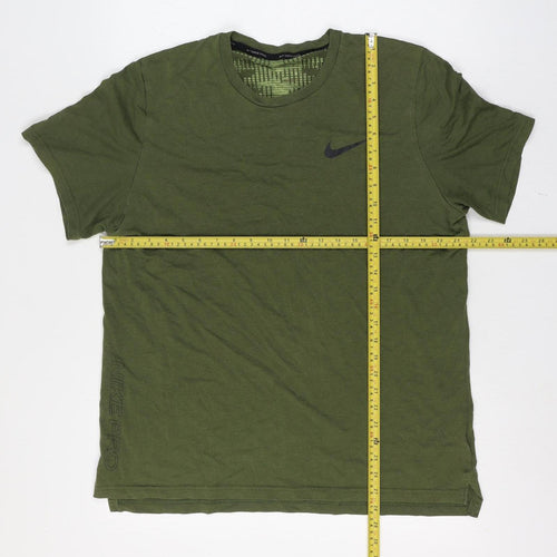 Nike Men’s Green L Nike Pro Logo Graphic Athletic T-Shirt Crew Neck