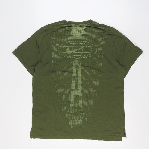 Nike Men’s Green L Nike Pro Logo Graphic Athletic T-Shirt Crew Neck