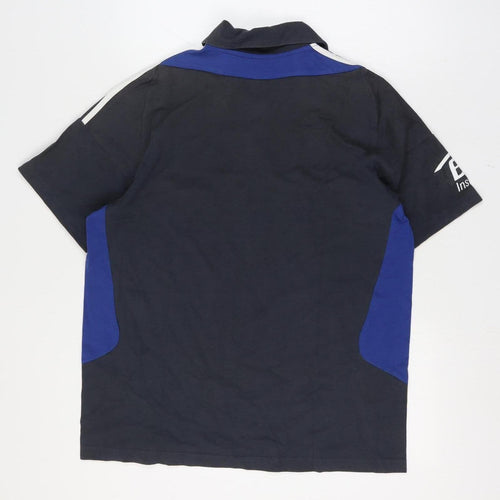 adidas Men’s Black Blue England Cricket Polo Shirt L Jersey