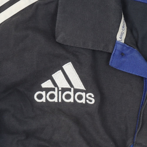 adidas Men’s Black Blue England Cricket Polo Shirt L Jersey