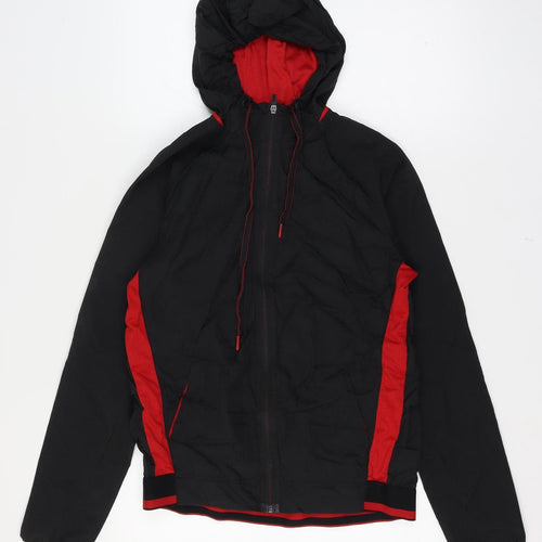 Russell Men’s Black Red Small Hooded Full Zip Track Jacket