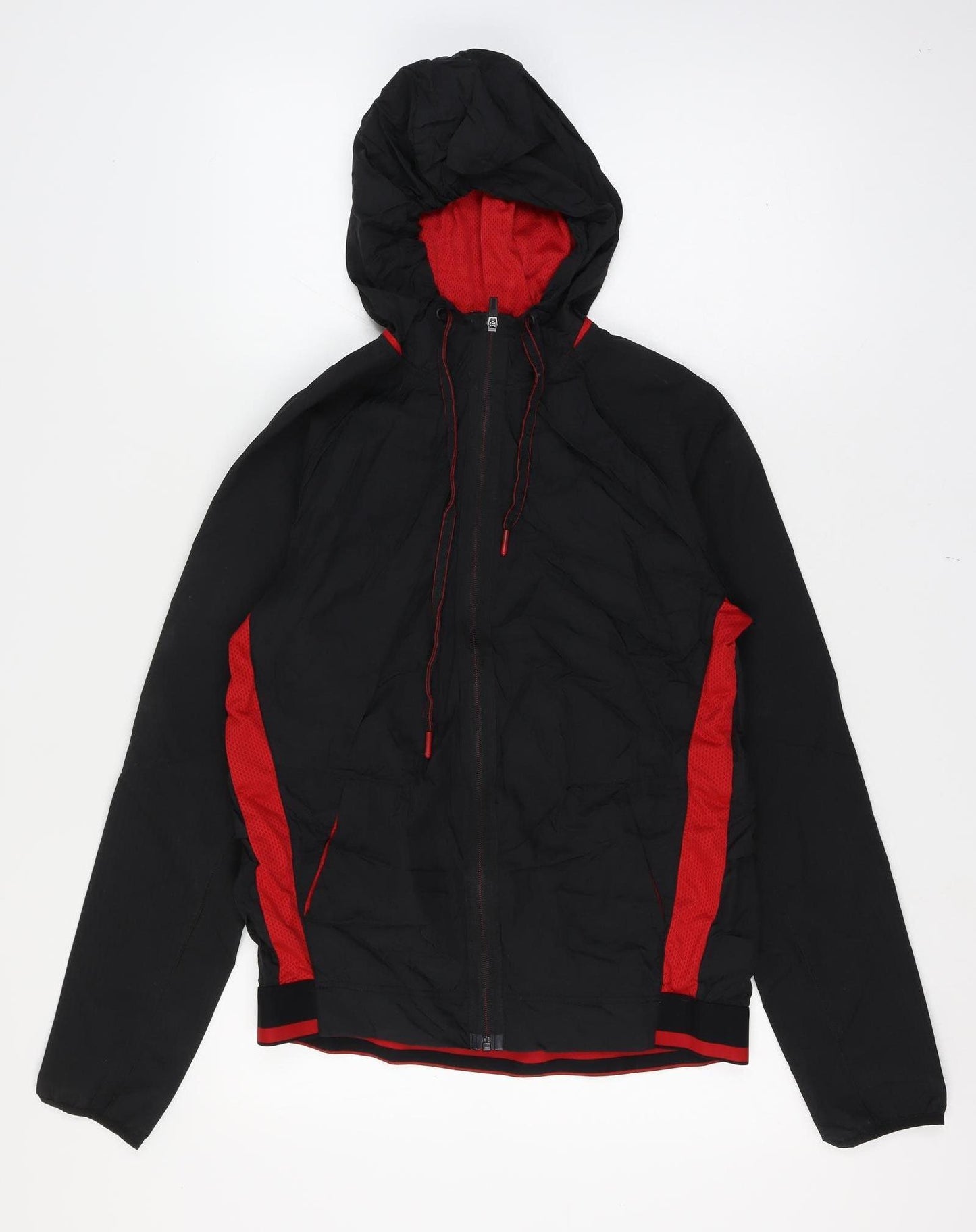 Russell Men’s Black Red Small Hooded Full Zip Track Jacket