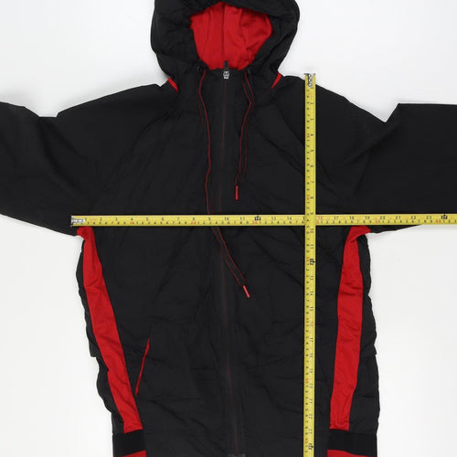 Russell Men’s Black Red Small Hooded Full Zip Track Jacket