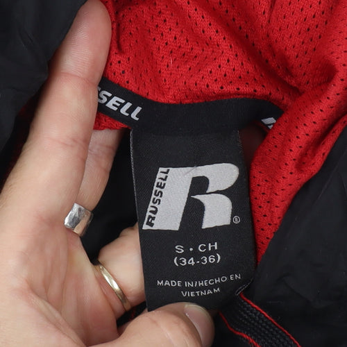 Russell Men’s Black Red Small Hooded Full Zip Track Jacket