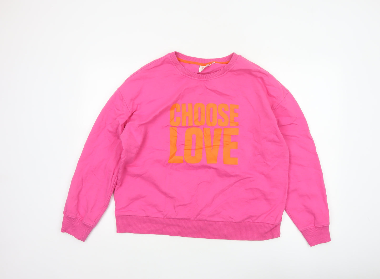 Choose Love Women’s Pink L Pullover Organic Cotton Graphic Sweatshirt