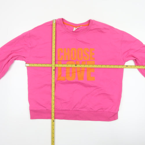 Choose Love Women’s Pink L Pullover Organic Cotton Graphic Sweatshirt