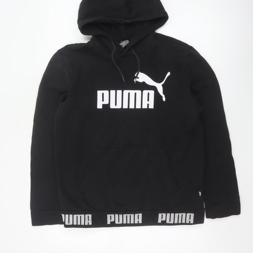 Puma Womens Black M Pullover Hoodie Logo Graphic Pocket Sweatshirt