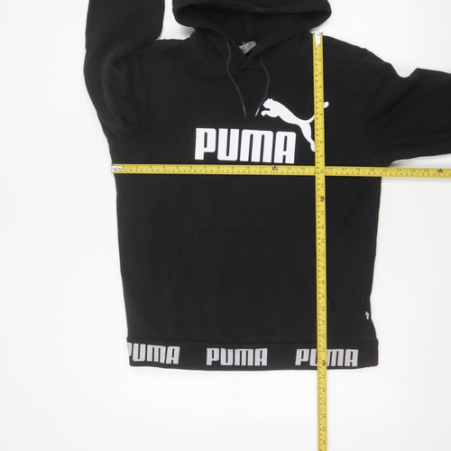Puma Womens Black M Pullover Hoodie Logo Graphic Pocket Sweatshirt