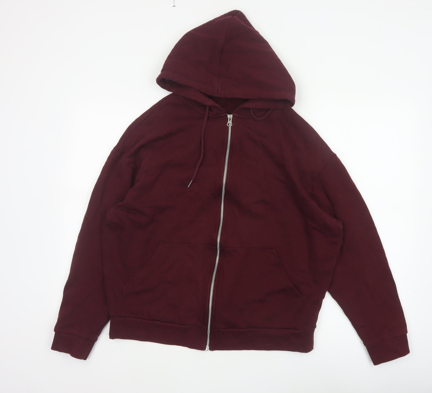 ASOS Design Men Red M Full Zip Hooded Fleece Hoodie Pockets