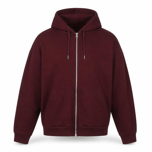 ASOS Design Men Red M Full Zip Hooded Fleece Hoodie Pockets