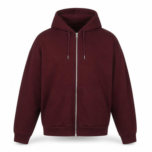 ASOS Design Men Red M Full Zip Hooded Fleece Hoodie Pockets