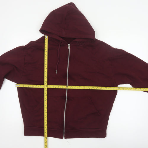 ASOS Design Men Red M Full Zip Hooded Fleece Hoodie Pockets