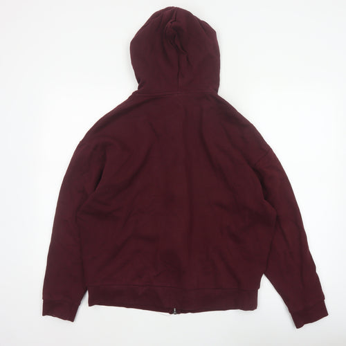 ASOS Design Men Red M Full Zip Hooded Fleece Hoodie Pockets