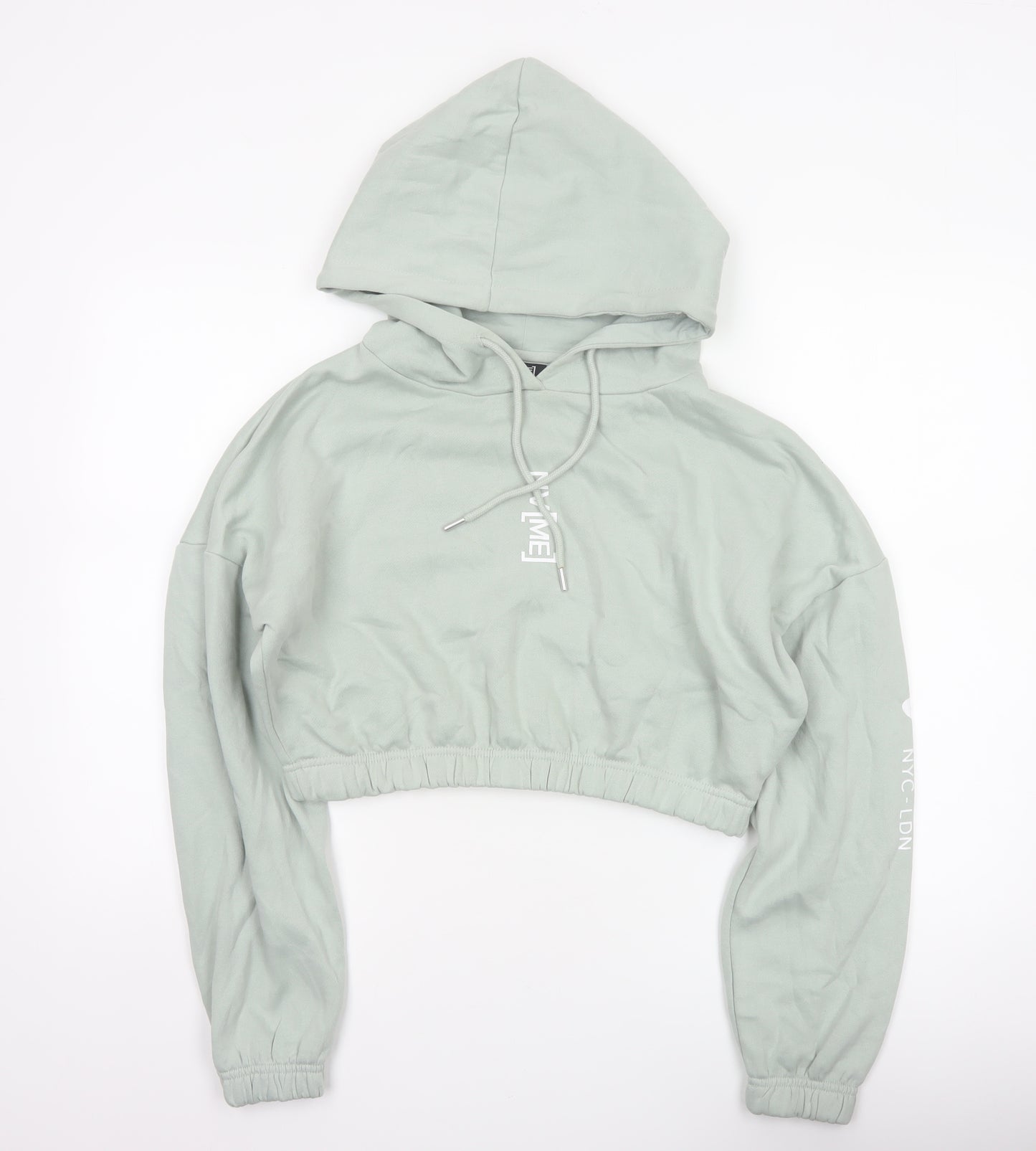 NVME Women’s Mint Green Cropped Oversized Pullover Hoodie Size M