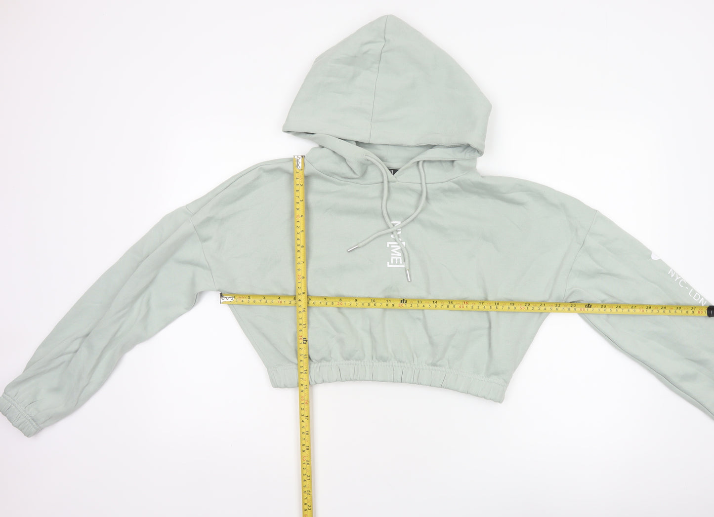 NVME Women’s Mint Green Cropped Oversized Pullover Hoodie Size M