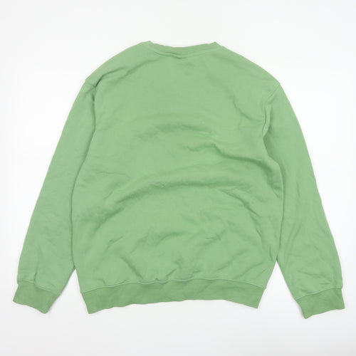 H&M Men’s Green Size S Relaxed Fit Crew Neck Fleece Sweatshirt