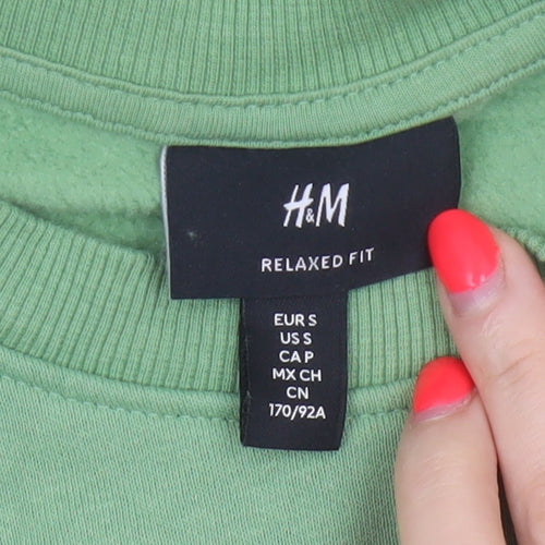 H&M Men’s Green Size S Relaxed Fit Crew Neck Fleece Sweatshirt