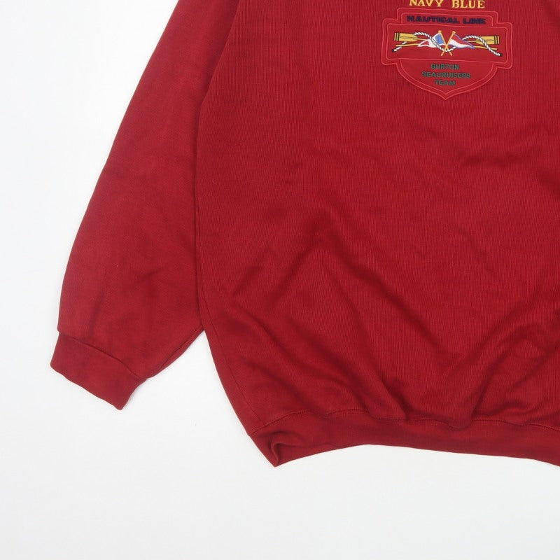 Burton Men's Red S Nautical Embroidered Pullover Sweatshirt