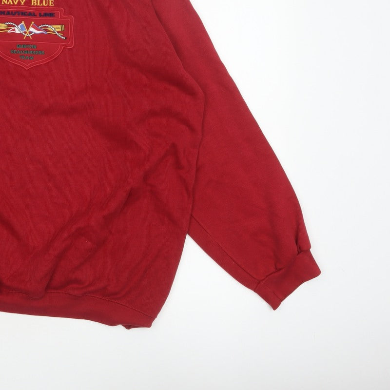 Burton Men's Red S Nautical Embroidered Pullover Sweatshirt