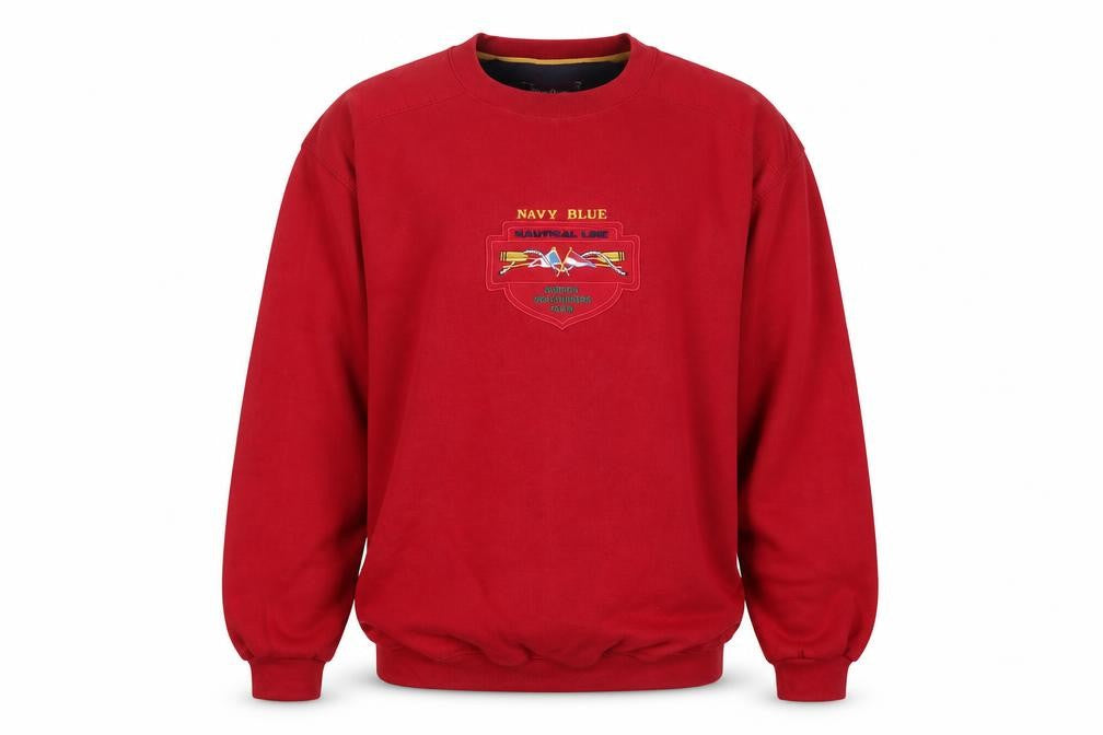 Burton Men's Red S Nautical Embroidered Pullover Sweatshirt