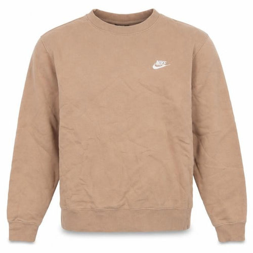 Nike Men’s Beige M Pullover Crew Neck Fleece Logo Sweatshirt