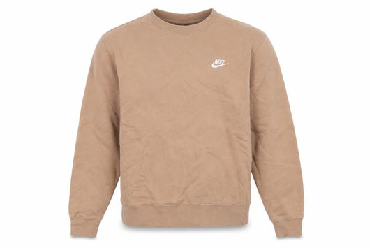 Nike Men’s Beige M Pullover Crew Neck Fleece Logo Sweatshirt