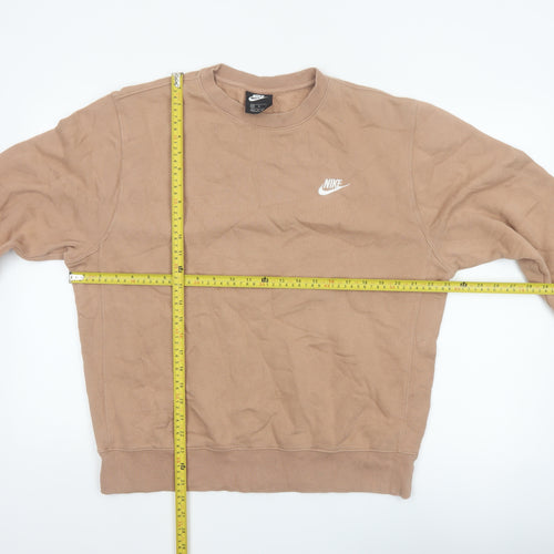 Nike Men’s Beige M Pullover Crew Neck Fleece Logo Sweatshirt
