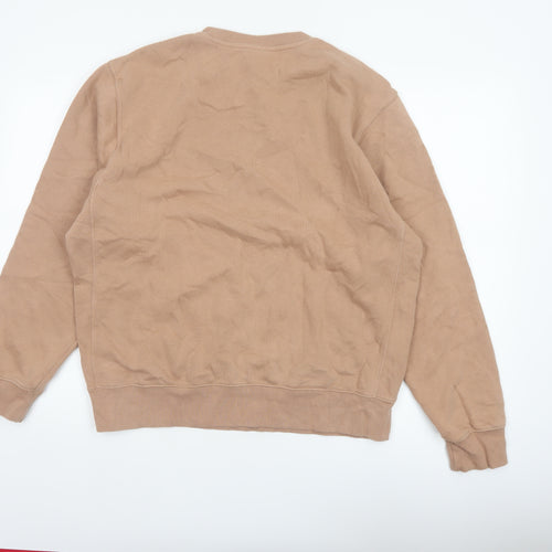 Nike Men’s Beige M Pullover Crew Neck Fleece Logo Sweatshirt