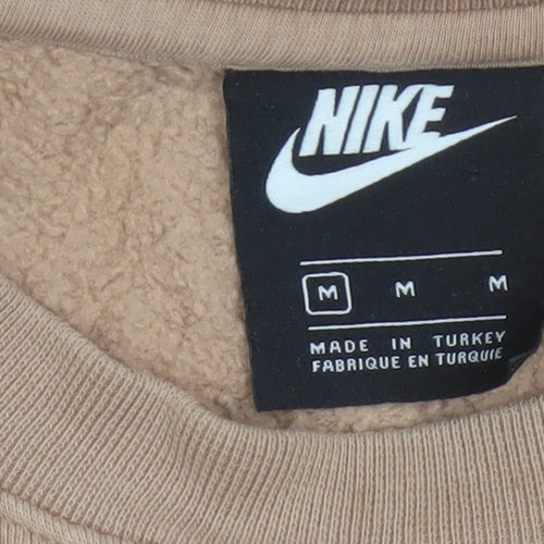 Nike Men’s Beige M Pullover Crew Neck Fleece Logo Sweatshirt