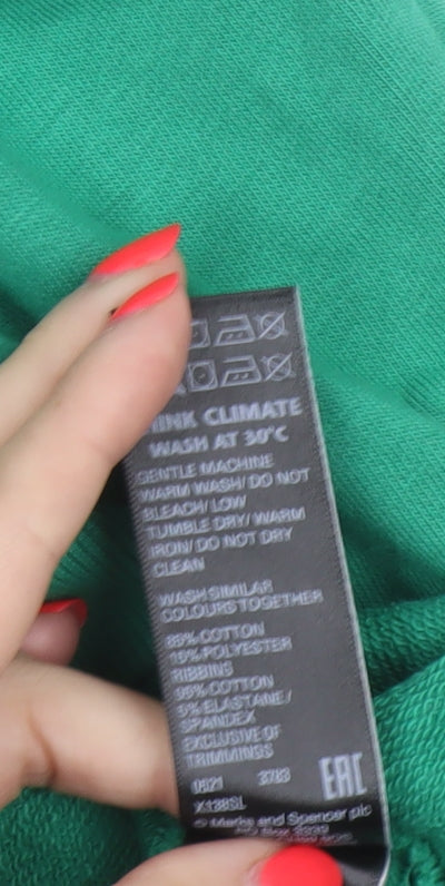 Marks and Spencer Women’s Green UK 12 Pullover Hoodie Drawstring